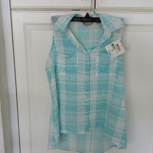 Aqua and white shirt